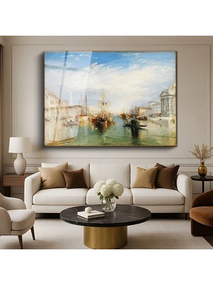 GülsenArt J.m.w. Turner Venice Dogana San Giorgio Maggiore Venedik Manzarası Temperli Cam Tablo Duvar Tablosu Dekoratif Tablo