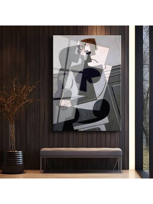 GülsenArt Pablo Picasso Kübist Portre Sanat Kompozisyonu Temperli Cam Tablo Duvar Tablosu Dekoratif Tablo