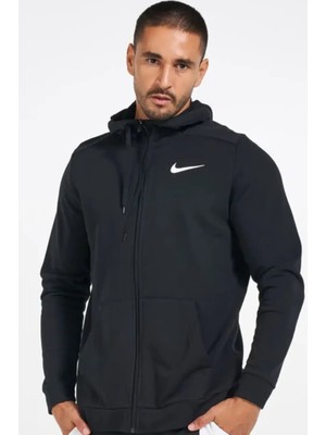 Nike Dri-Fit Hoodie Full-Zip Fleece Erkek Siyah Spor Sweatshrit