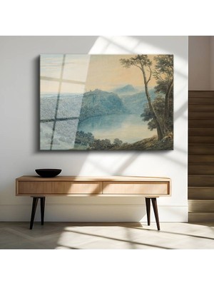 GülsenArt J.m.w. Turner Nemi Gölü Italyan Manzara Temperli Cam Tablo Duvar Tablosu Dekoratif Tablo