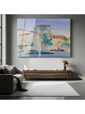 GülsenArt Raoul Dufy Cannes Akdeniz Manzarası Temperli Cam Tablo Duvar Tablosu Dekoratif Tablo