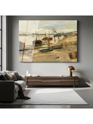 GülsenArt Lovis Corinth Liman Deniz Manzarası Temperli Cam Tablo Duvar Tablosu Dekoratif Tablo