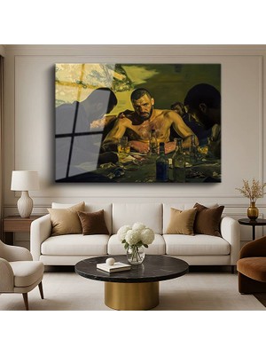GülsenArt Michaël Borremans Poker Gecesi Oyun Resmi Temperli Cam Tablo Duvar Tablosu Dekoratif Tablo