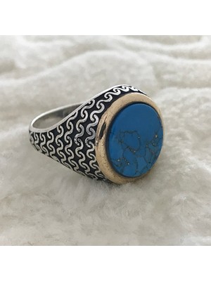 Canka Firuze Taşlı 925 Ayar Gümüş Erkek Yüzük