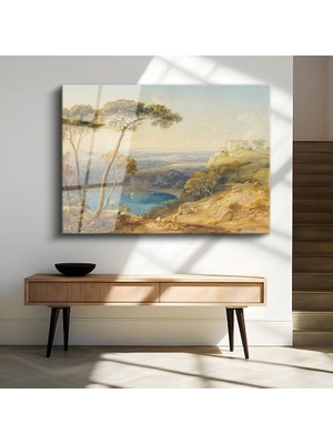 GülsenArt J.m.w. Turner Italyan Kıyıları Deniz Manzarası Temperli Cam Tablo Duvar Tablosu Dekoratif Tablo