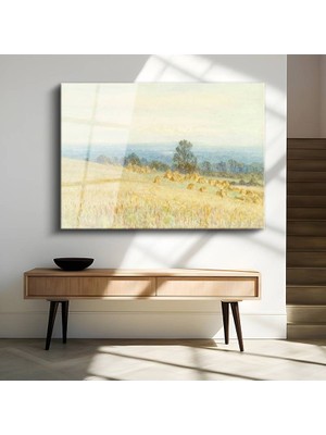 GülsenArt John Constable Hasat Zamanı Kırsal Manzara Temperli Cam Tablo Duvar Tablosu Dekoratif Tablo