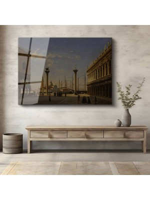 GülsenArt Canaletto Venedik San Marco Meydanı Temperli Cam Tablo Duvar Tablosu Dekoratif Tablo
