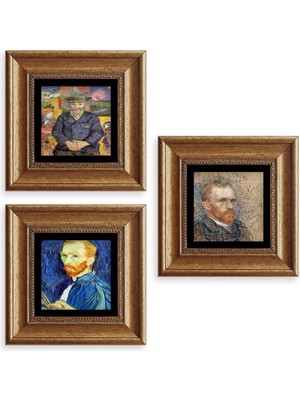 TeknoKapsül Van Gogh 3 Lü Set Çerçeveli Taş Tablo 20 cm
