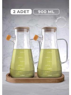 Standlı 2'li Cam Yağdanlık