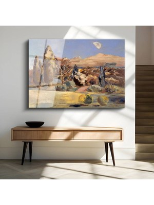 GülsenArt William Turner Ay Işığı Kırsal Manzara Temperli Cam Tablo Duvar Tablosu Dekoratif Tablo