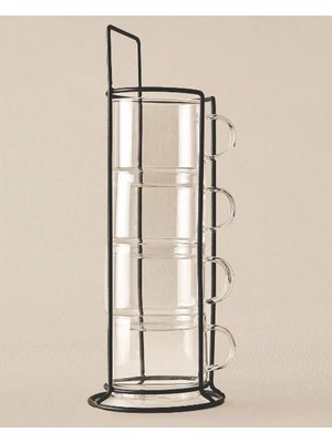 Standlı Borosilikat 4'lü Fincan Seti