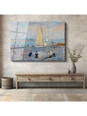 GülsenArt William Glackens Plaj Yüzenler Deniz Manzarası Temperli Cam Tablo Duvar Tablosu Dekoratif Tablo