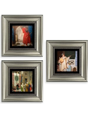 TeknoKapsül Osman Hamdi Bey 3 Lü Set Çerçeveli Taş Tablo 20 cm