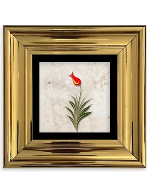 TeknoKapsül Ebru Lale Çerçeveli Taş Tablo 20 cm