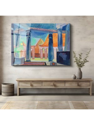 GülsenArt Martiros Saryan Mısır Tapınağı Antik Yapı Temperli Cam Tablo Duvar Tablosu Dekoratif Tablo