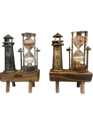 Eco Lounge Deniz Feneri Kum Saati Ahşap Görünümlü Vintage Tarz Biblo