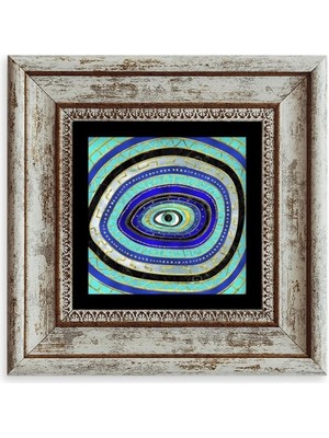 TeknoKapsül Nazar Boncuğu Çerçeveli Taş Tablo 20 cm