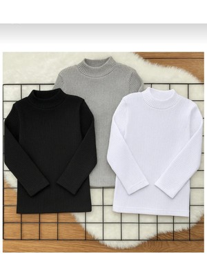 Uğur Bebe Unisex Çocuk 3ADET Gri Siyah Beyaz Fitilli Yumuşacık Yarım Balıkçı Bady Badi