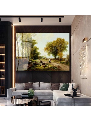 GülsenArt William Trost Richards Kır Yolu Kırsal Manzara Temperli Cam Tablo Duvar Tablosu Dekoratif Tablo