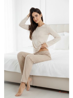 Bravie Love Elite Viscose Krem Pijama Takımı 3562