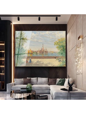 GülsenArt Antonietta Brandeis Venedik Kanal Manzarası Temperli Cam Tablo Duvar Tablosu Dekoratif Tablo