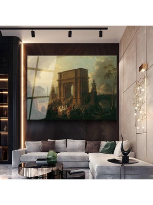 GülsenArt Giovanni Paolo Panini Roma Zafer Takı Resmi Temperli Cam Tablo Duvar Tablosu Dekoratif Tablo