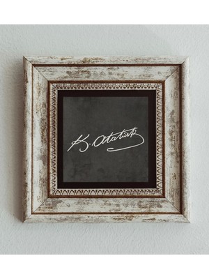 TeknoKapsül Atatürk Imzası Çerçeveli Taş Tablo , Çerçeveli Taş Duvar Dekoru 20 cm