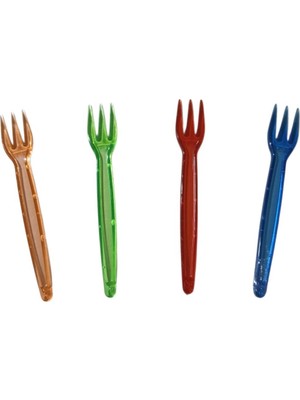 Selanikli Cips Çatalı Lüks Plastik 3 Uçlu 8,5 cm Boy Paketler 500 Lü ve Tek Renktir