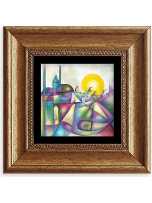 TeknoKapsül Mevlana Mevlevi Çerçeveli Taş Tablo 20 cm