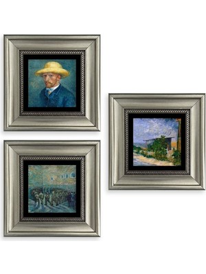 TeknoKapsül Van Gogh 3 Lü Set Çerçeveli Taş Tablo 20 cm