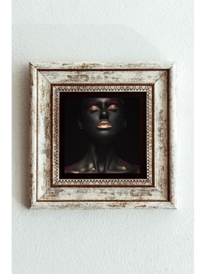 TeknoKapsül Afrikalı Kadın Çerçeveli Taş Tablo , Çerçeveli Taş Duvar DEKORU-ENKCRCVTBL-00182 20 cm