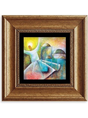 TeknoKapsül Semazen Mevlevi Çerçeveli Taş Tablo 20 cm