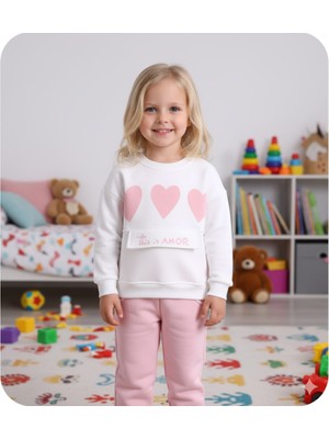 Yebaa Kalp Desenli Kız Çocuk Alt- Üst Takım