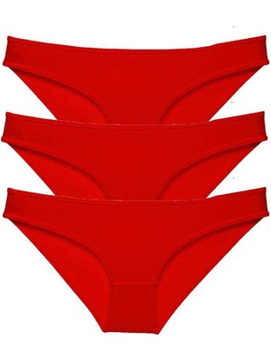 Zenvia 3 Adet Süper Eko Set Likralı Kadın Slip Külot Kırmızı (ZNV-556)