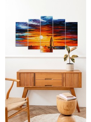 TeknoKapsül Akşam Güneşi 5 Parçalı Mdf Tablo 60 x 100