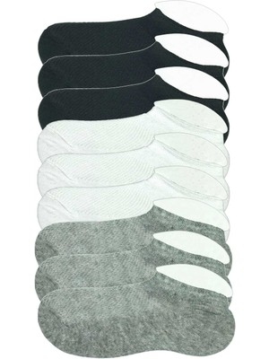 Zenvia 9 Adet Çocuk Sneaker Patik Çorap Siyah Beyaz Gri (ZNV-556)