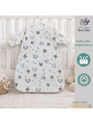 Pamuk Pazen %100 Pamuk Pazen Bebek Uyku Tulumu Oeko-Tex Sertifikalı Alt Değiştirmeye Uygun Fermuarlı Torba Tulum