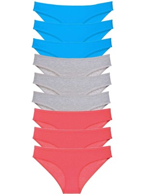 Zenvia 9 Adet Süper Eko Set Likralı Kadın Slip Külot Fuşya Gri Mavi (ZNV-556)