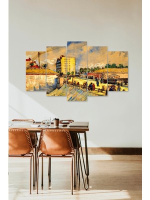 TeknoKapsül Şehir Manzarası Retro 5 Parçalı Mdf Tablo 60 x 100