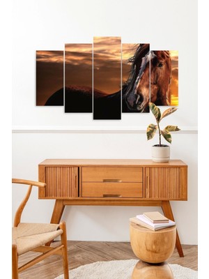 TeknoKapsül At ve Hüzün 5 Parçalı Mdf Tablo 60 x 100