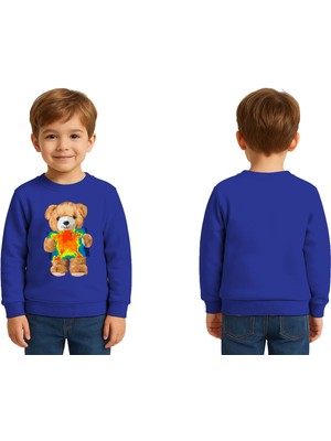 Sedirli Unisex Ayıcık Bear Baskılı Çocuk Swaetshirt 3 Iplik Şardonlu