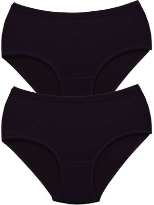 Zenvia 2 Adet Tutku Kadın Yüksek Bel Bato Kalın Lastik Külot Siyah (ZNV-556)