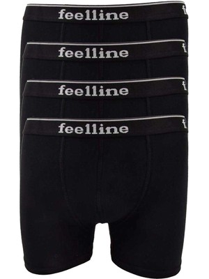 Zenvia 4 Adet Feelline Siyah Pamuklu Doğal Likralı Erkek Boxer (ZNV-556)