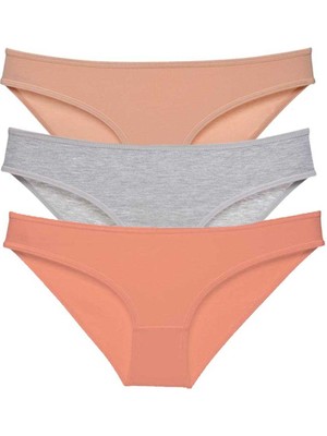 Zenvia 3 Adet Eko Set Likralı Kadın Slip Külot Ten Gri Pudra (ZNV-556)