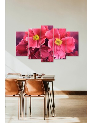 TeknoKapsül Çiçekler 5 Parçalı Mdf Tablo 60 x 100
