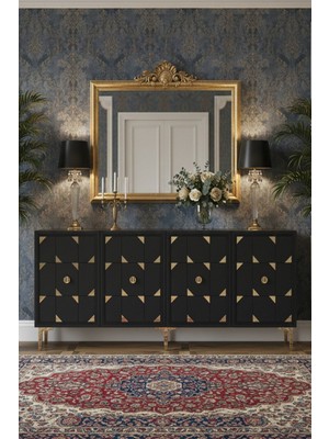 Yumedi Design KA1523AG - Rabbit Konsol ,tv Sehpası , Çok Amaçlı Dolap, Kahve Köşesi 150 cm Antrasit-Gold