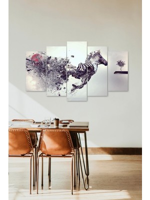 TeknoKapsül At ve Hüzün 5 Parçalı Mdf Tablo 60 x 100