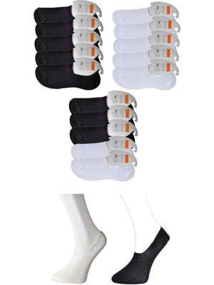 Zenvia Siyah ve Beyaz Erkek Babet Çorap 15 Çift (ZNV-556)