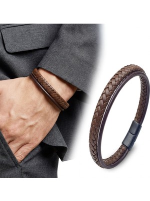 Karpınar Çelik Takı Kahverengi Çoklu Deri Bileklik