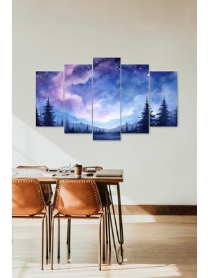 TeknoKapsül Gökyüzü Manzarası 5 Parçalı Mdf Tablo 60 x 100